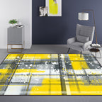 Zwart en Geel Slaapkamer Tapijt Modern Abstract Schilderij Patroon Gebied Tapijt Polyester Wasbaar Tapijt