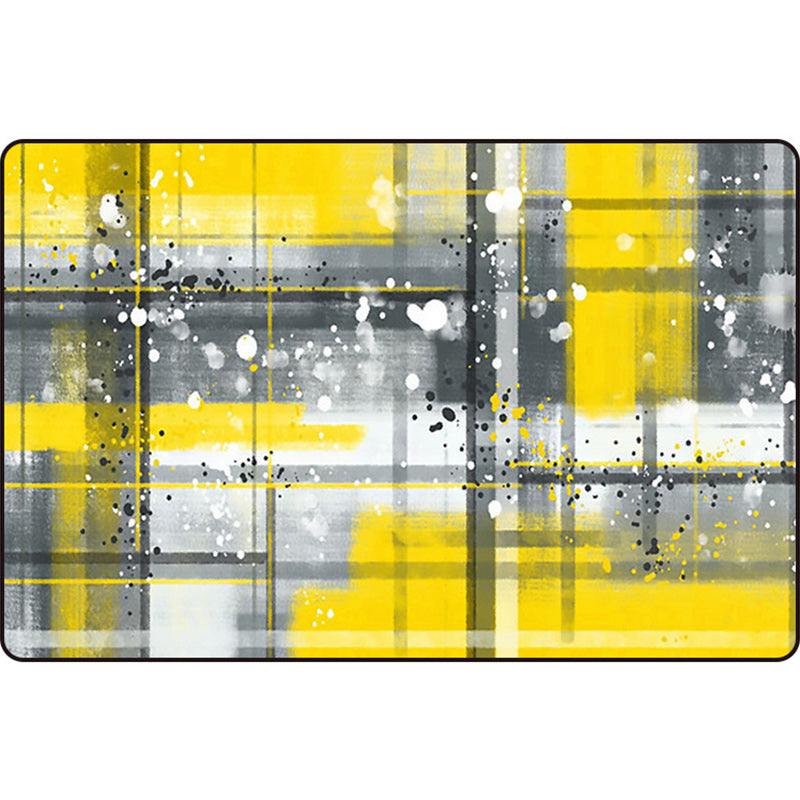 Zwart en Geel Slaapkamer Tapijt Modern Abstract Schilderij Patroon Gebied Tapijt Polyester Wasbaar Tapijt