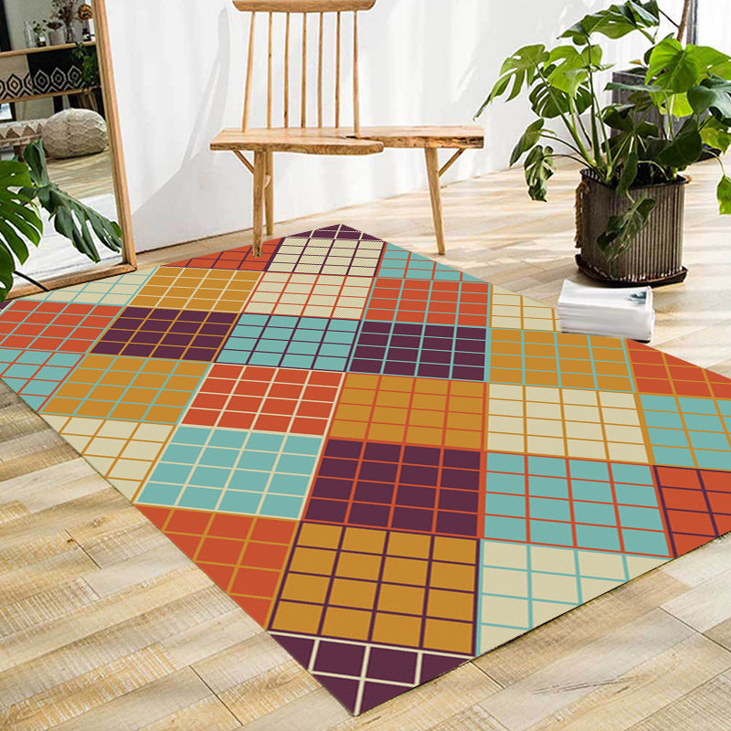 Scandinavisch Modern Vloerkleed Kleurrijk Geruit Patroon Vloerkleed Polyester Antislip Vloerkleed voor Woondecoratie
