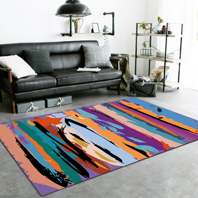 Paarse Slaapkamer Tapijt Moderne Abstracte Schilderij Patroon Gebied Tapijt Polyester Antislip Vlekbestendig Tapijt