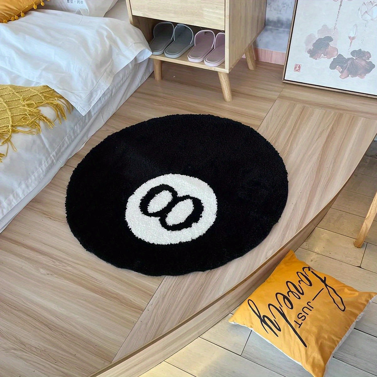8 Ball Biljart Ronde Vloermat – Antislip Tapijt voor Woonkamer, Badkamer & Decoratie | Verkrijgbaar in Maten