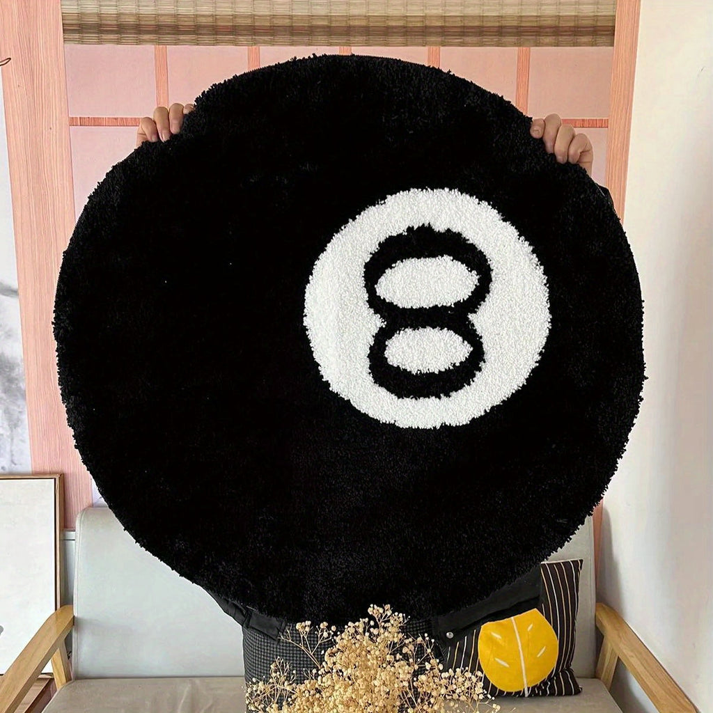 8 Ball Biljart Ronde Vloermat – Antislip Tapijt voor Woonkamer, Badkamer & Decoratie | Verkrijgbaar in Maten