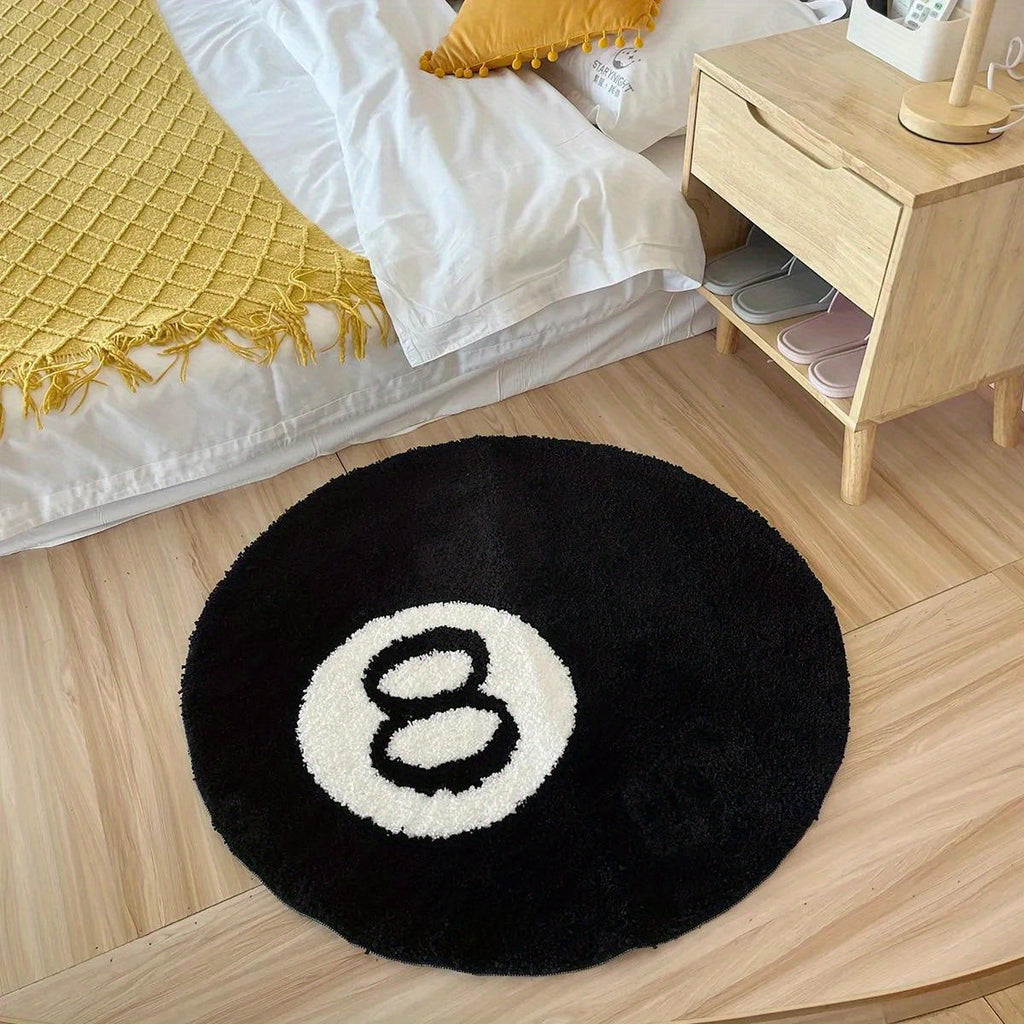 8 Ball Biljart Ronde Vloermat – Antislip Tapijt voor Woonkamer, Badkamer & Decoratie | Verkrijgbaar in Maten