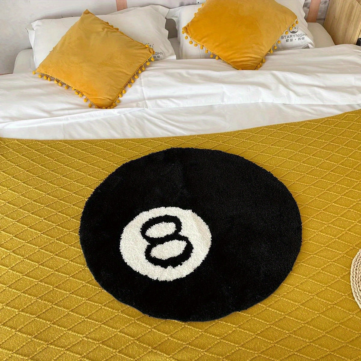 8 Ball Biljart Ronde Vloermat – Antislip Tapijt voor Woonkamer, Badkamer & Decoratie | Verkrijgbaar in Maten