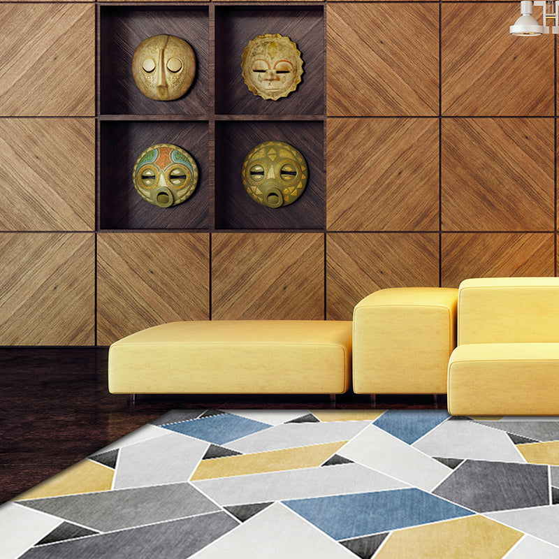 Uniek geometrisch patroon kleed Blauw en Groen Moderne kleed Polyester Wasbaar Huisdiervriendelijk antislip kleed voor de woonkamer