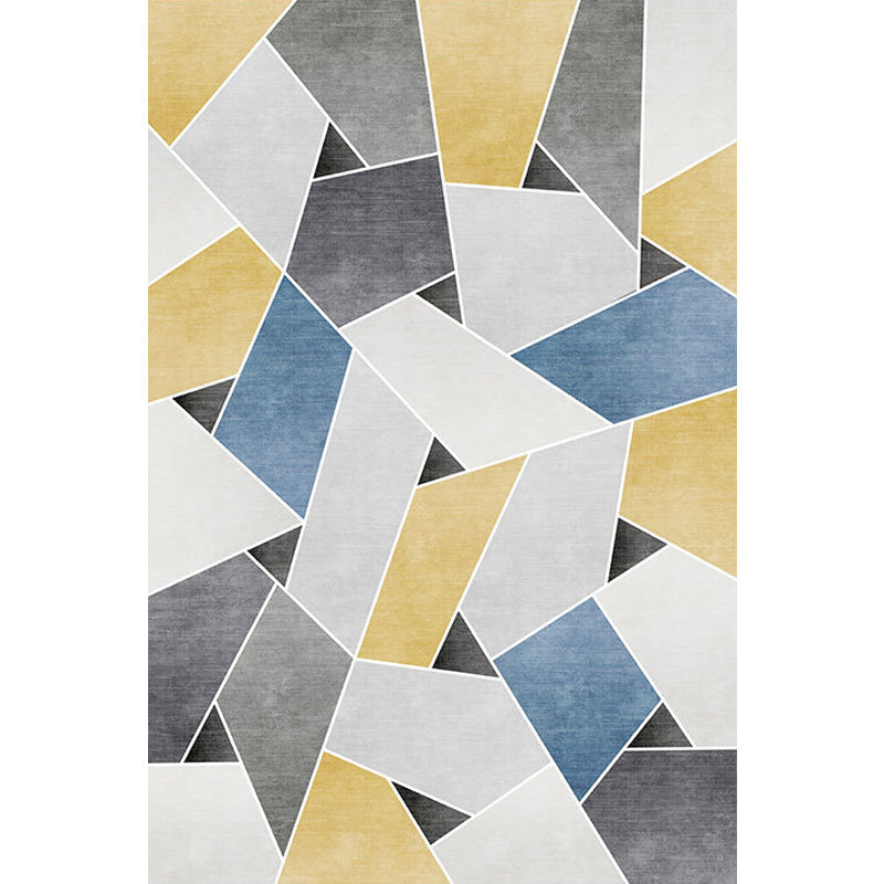 Uniek geometrisch patroon kleed Blauw en Groen Moderne kleed Polyester Wasbaar Huisdiervriendelijk antislip kleed voor de woonkamer