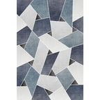 Uniek geometrisch patroon kleed Blauw en Groen Moderne kleed Polyester Wasbaar Huisdiervriendelijk antislip kleed voor de woonkamer