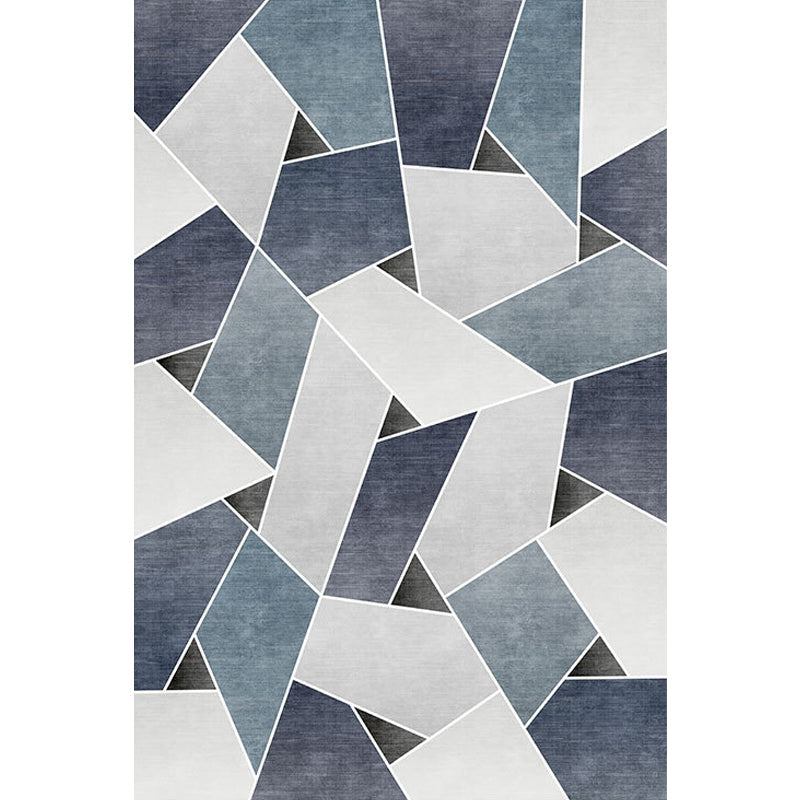 Uniek geometrisch patroon kleed Blauw en Groen Moderne kleed Polyester Wasbaar Huisdiervriendelijk antislip kleed voor de woonkamer
