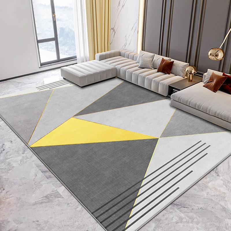 Nieuwe geometrische patroon vloerkleed geel en grijs modern vloerkleed polyester wasbaar huisdier-vriendelijk anti-slip vloerkleed voor de woonkamer