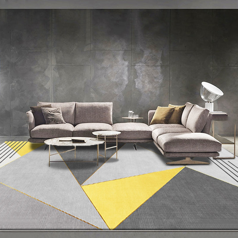 Nieuwe geometrische patroon vloerkleed geel en grijs modern vloerkleed polyester wasbaar huisdier-vriendelijk anti-slip vloerkleed voor de woonkamer