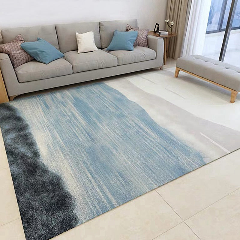 Grijze en Blauwe Modernistische Vloerkleed Polyester Abstract Vloerkleed Huisdiervriendelijk Wasbaar Antislip Achterkant Vloerkleed voor de Woonkamer