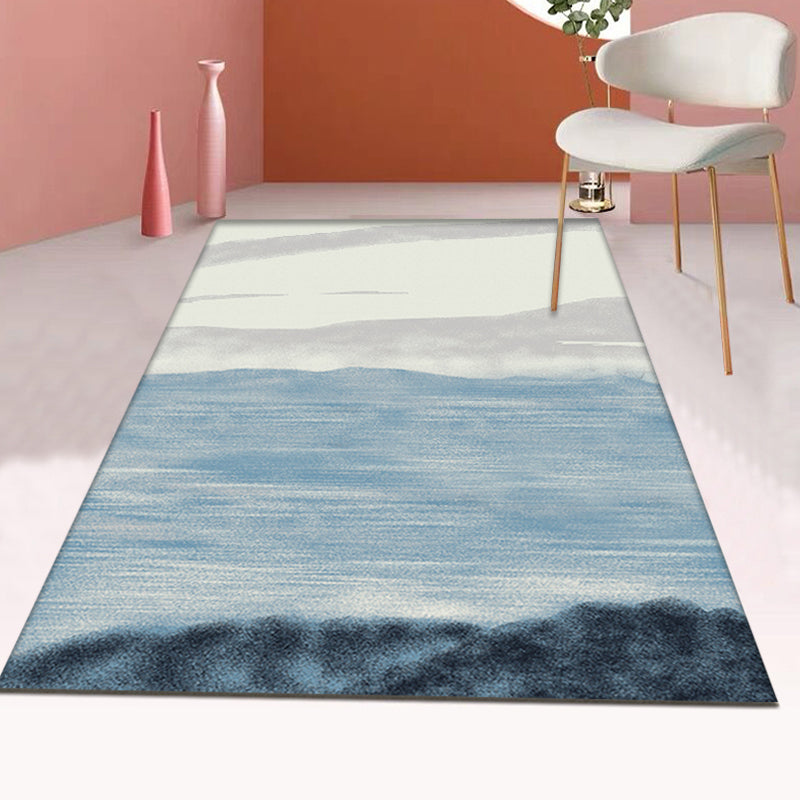 Grijze en Blauwe Modernistische Vloerkleed Polyester Abstract Vloerkleed Huisdiervriendelijk Wasbaar Antislip Achterkant Vloerkleed voor de Woonkamer