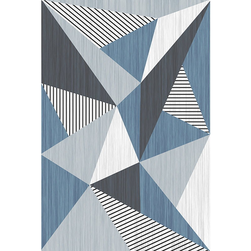 Blauw en Grijs Modernistische Tapijt Polyester Geometrisch en Gestreept Patroon Tapijt Huisdier Vriendelijk Wasbaar Antislip Mat Tapijt voor de Woonkamer