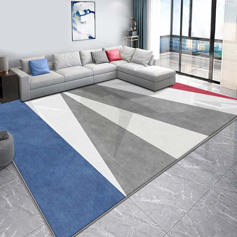 Grijs en Blauwe Moderne Vloerkleed Polyester Kleurblok Vloerkleed Dier-vriendelijk Wasbaar Antislip Achtergrond Tapijt voor de Woonkamer