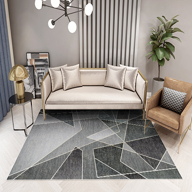 Unieke meerkleurige gestreepte tapijt met geometrische print van polyester Moderne tapijt Huisdiervriendelijk anti-slip achterkant Tapijt voor de slaapkamer