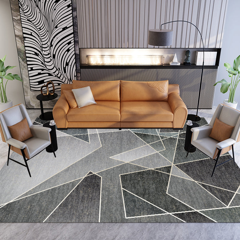 Unieke meerkleurige gestreepte tapijt met geometrische print van polyester Moderne tapijt Huisdiervriendelijk anti-slip achterkant Tapijt voor de slaapkamer