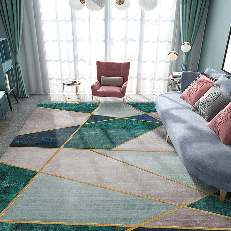 Unieke meerkleurige gestreepte tapijt met geometrische print van polyester Moderne tapijt Huisdiervriendelijk anti-slip achterkant Tapijt voor de slaapkamer