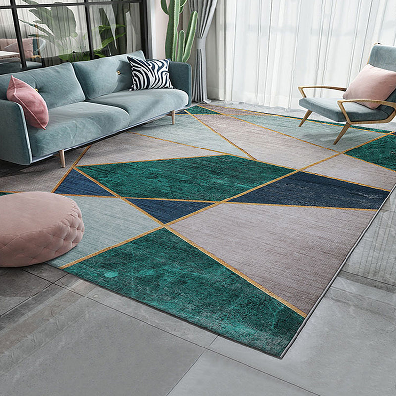 Unieke meerkleurige gestreepte tapijt met geometrische print van polyester Moderne tapijt Huisdiervriendelijk anti-slip achterkant Tapijt voor de slaapkamer