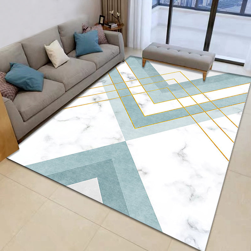 Noordse Geometrische Patroon Tapijt Groen en Roze Polyester Tapijt Wasbaar Huisdiervriendelijk Antislip Gebiedstapijt voor de Woonkamer