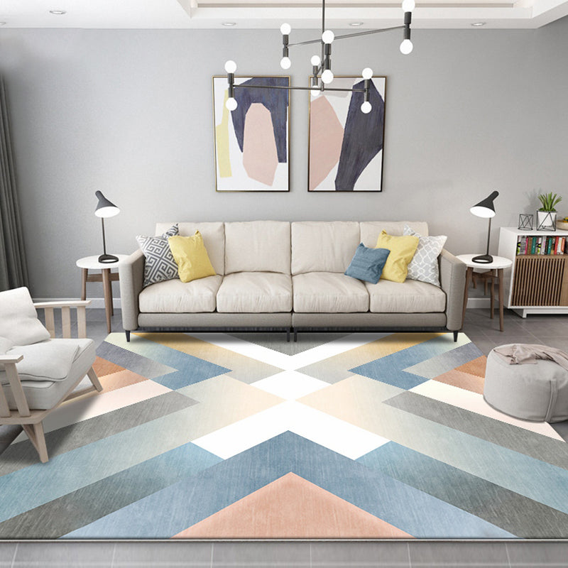 Multicolor hedendaagse tapijt polyester geometrisch patroon tapijt huisdiervriendelijk wasbaar antislip achterkant tapijt voor de woonkamer