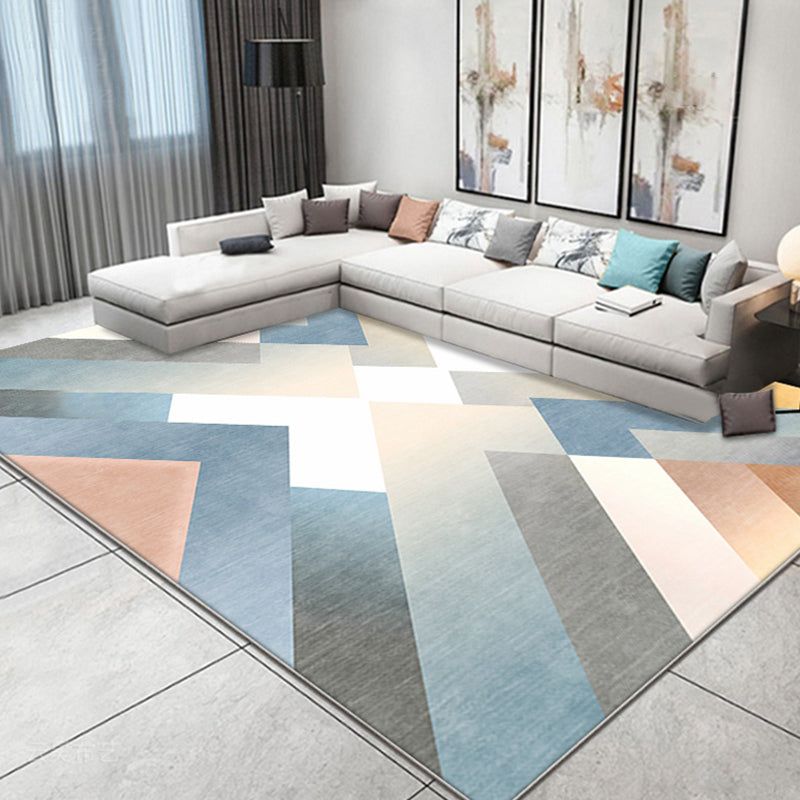 Multicolor hedendaagse tapijt polyester geometrisch patroon tapijt huisdiervriendelijk wasbaar antislip achterkant tapijt voor de woonkamer