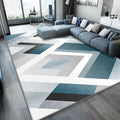 Uniek geometrisch patroon tapijt Blauw en Wit Modern tapijt Polyester Wasbaar Huisdiervriendelijk Antislip tapijt voor de woonkamer