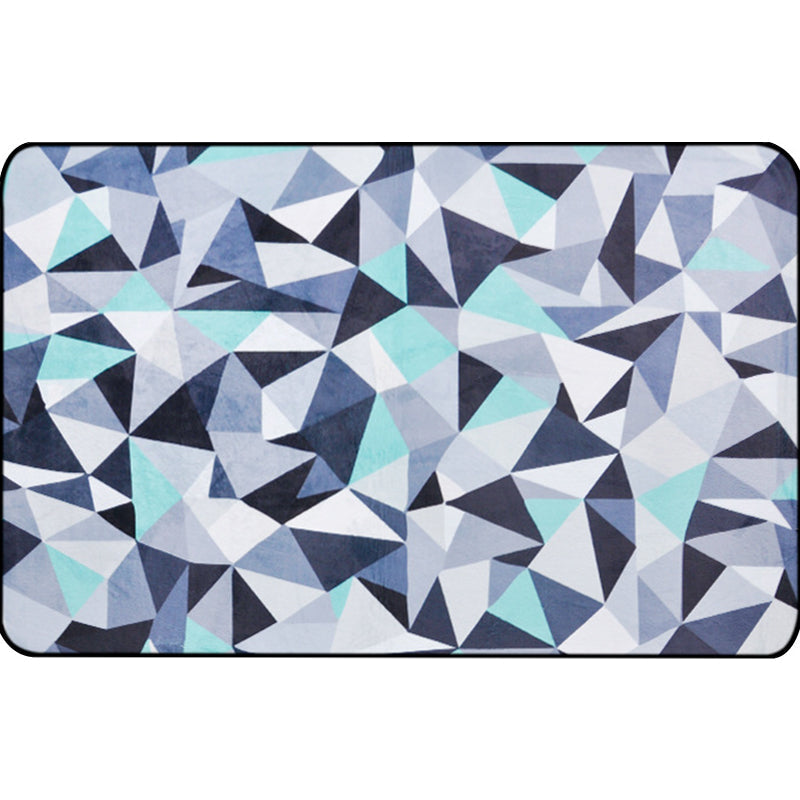 Funky Geometrisch Patroon Tapijt Blauw Modernistisch Tapijt Polyester Wasbaar Huisdiervriendelijk Antislip Tapijt voor de Woonkamer