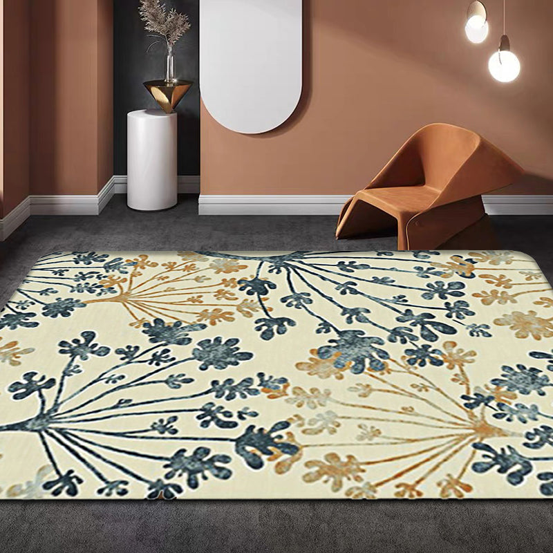 Moderne bladerenpatroon tapijt Groen en Beige Polyester tapijt Wasbaar Huisdiervriendelijk Antislip tapijt voor de woonkamer
