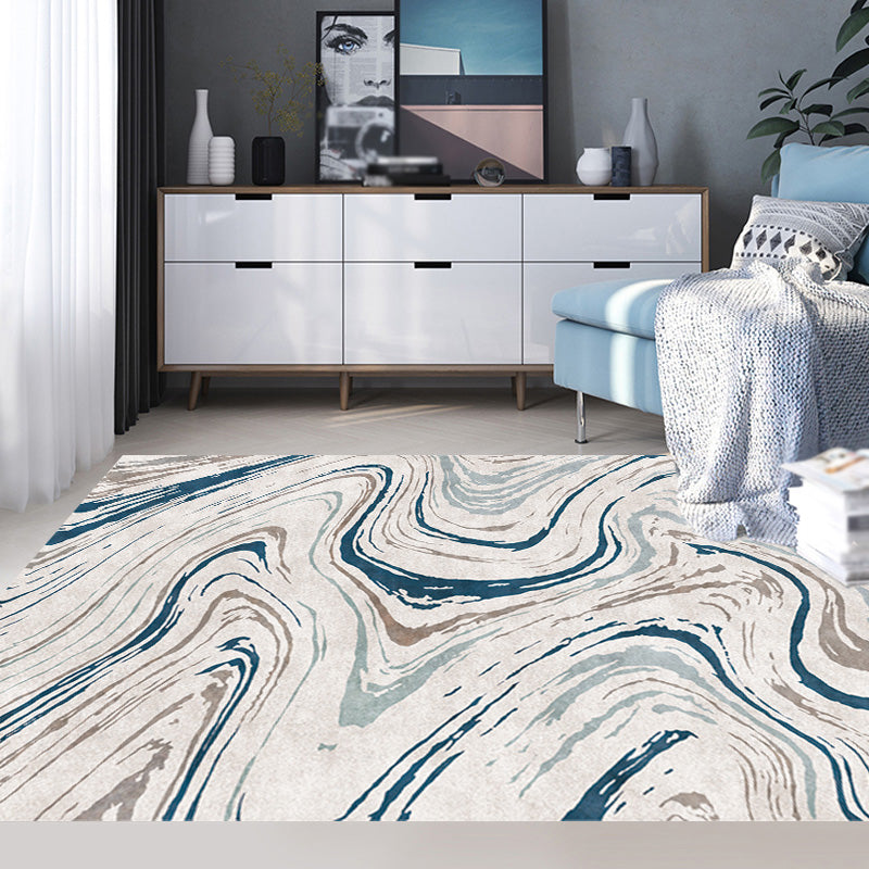 Stijlvol Modernisme Tapijt Multicolor Aquarel en Werveling Gestreept Patroon Tapijt Huisdier Vriendelijk Antislip Wasbaar Tapijt voor Decoratie