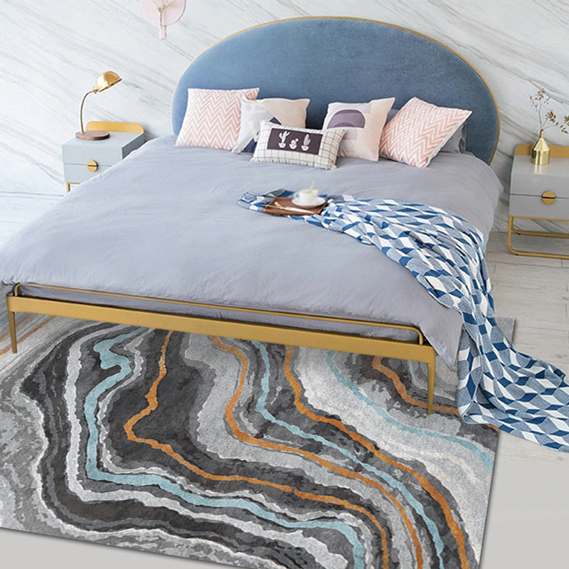 Stijlvol Modernisme Tapijt Multicolor Aquarel en Werveling Gestreept Patroon Tapijt Huisdier Vriendelijk Antislip Wasbaar Tapijt voor Decoratie