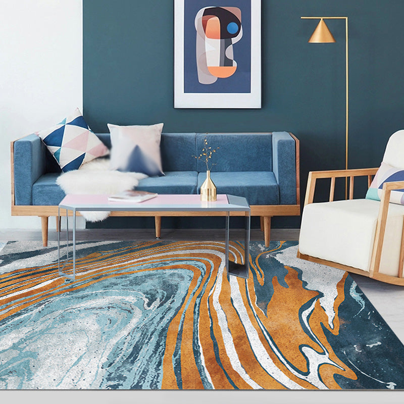 Stijlvol Modernisme Tapijt Multicolor Aquarel en Werveling Gestreept Patroon Tapijt Huisdier Vriendelijk Antislip Wasbaar Tapijt voor Decoratie