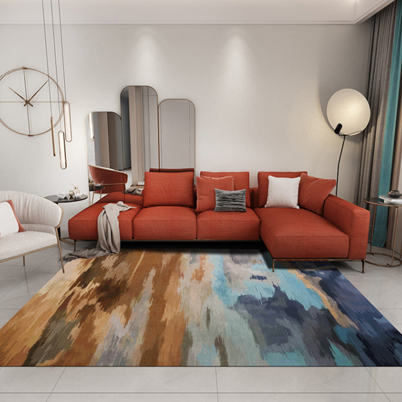 Stijlvol Modernisme Tapijt Multicolor Aquarel en Werveling Gestreept Patroon Tapijt Huisdier Vriendelijk Antislip Wasbaar Tapijt voor Decoratie