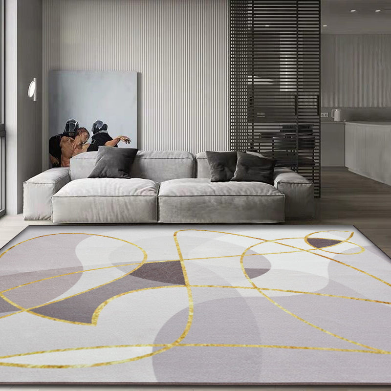 Nieuwe Abstracte Tapijt Grijs en Khaki Polyester Tapijt Wasbaar Huisdiervriendelijk Antislip Tapijt voor de Woonkamer