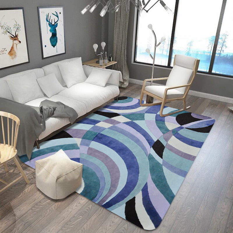 Noordse Abstracte Tapijt Paars Polyester Wasbaar Huisdiervriendelijk Antislip Vloerkleed voor Woonkamer