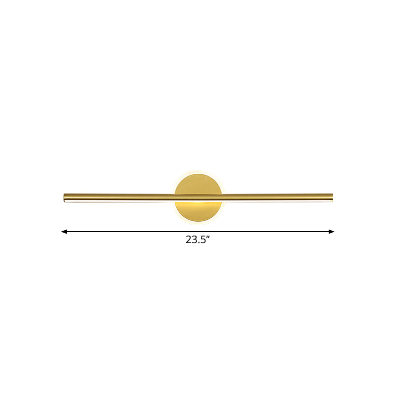 Metalen Lineaire en Ronde Vanity Wandlamp Minimalisme LED Wand Sconces Verlichting in Goud, 16"/23.5"/31.5" Breed