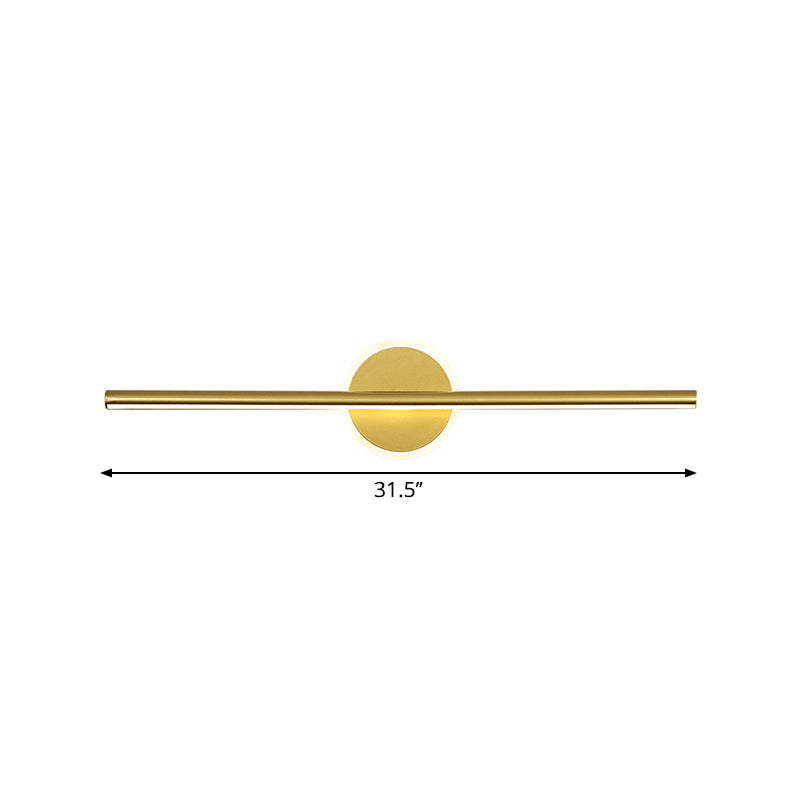 Metalen Lineaire en Ronde Vanity Wandlamp Minimalisme LED Wand Sconces Verlichting in Goud, 16"/23.5"/31.5" Breed