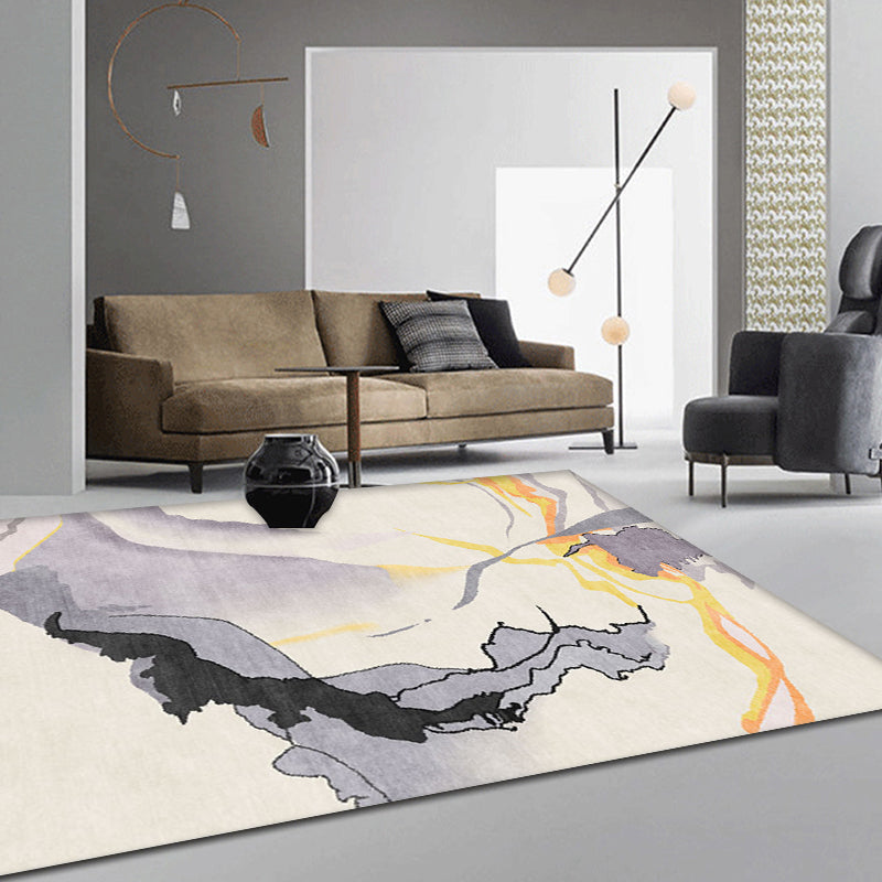 Grijze Abstracte Vloerkleed Polyester Moderne Vloerkleed Wasbaar Antislip Huisdiervriendelijk Vloerkleed voor de Woonkamer