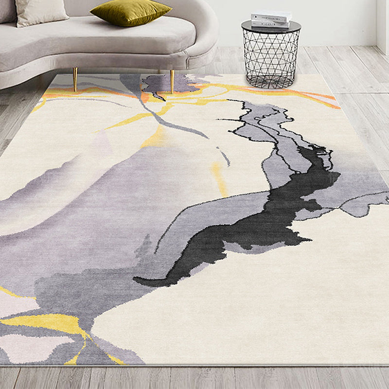 Grijze Abstracte Vloerkleed Polyester Moderne Vloerkleed Wasbaar Antislip Huisdiervriendelijk Vloerkleed voor de Woonkamer