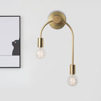 Swoop Arm IJzeren Wandlamp Minimalistisch 2-Lichts Zwart/Goud Wandverlichting met Kale Gloeilamp Ontwerp