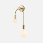 Swoop Arm IJzeren Wandlamp Minimalistisch 2-Lichts Zwart/Goud Wandverlichting met Kale Gloeilamp Ontwerp