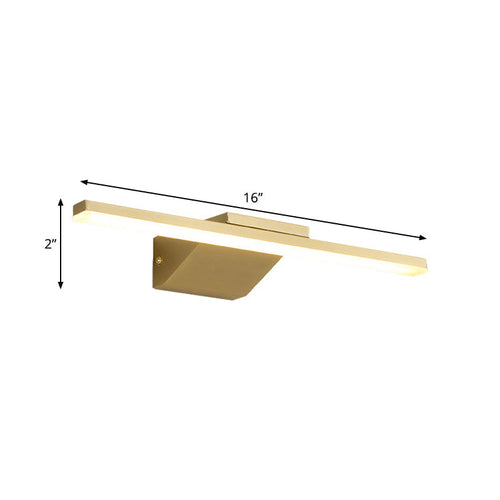 16"/21.5" W Metallic Streamlined Wandlamp Simplicity LED Gouden Vanity Sconces Licht voor Badkamer