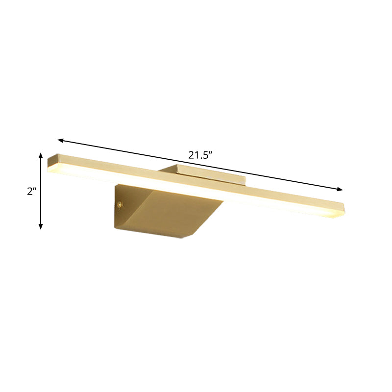 16"/21.5" W Metallic Streamlined Wandlamp Simplicity LED Gouden Vanity Sconces Licht voor Badkamer