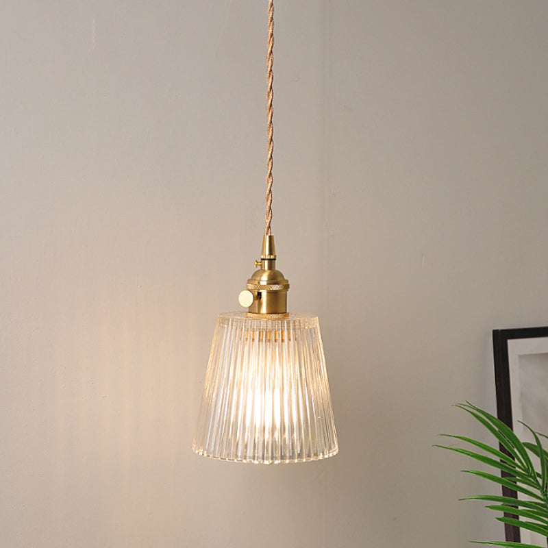 Bowl/Cylinder Bedside Wandverlichting Antiek Helder Prizmatisk/Golvend Glas 1 Lamp Messing Wandlamp met Draaischakelaar