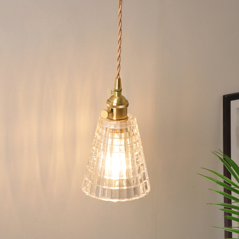 Bowl/Cylinder Bedside Wandverlichting Antiek Helder Prizmatisk/Golvend Glas 1 Lamp Messing Wandlamp met Draaischakelaar