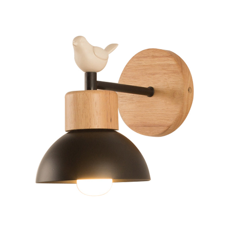 Noordse Style Wandlamp Koepel 1 Lamp Metaal & Hout Wandlamp met Vogel voor Kinderkamer