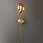 Ball Shade Pencil-Arm Wandverlichting Postmodern Duidelijk/Amber/Rookgrijs Glas Enkele Messing Wandlamp
