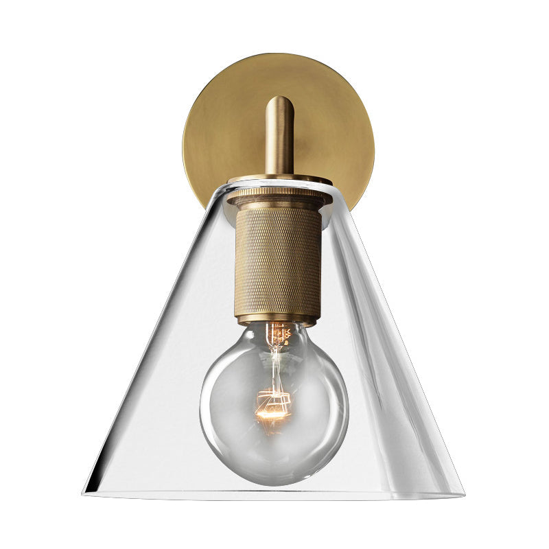 Bronzen Gewapende Wandlamp Postmodern Enkel Metaal/Helder Glas Wandlamp met/zonder Schijf/Sfeer/Conus Schaduw