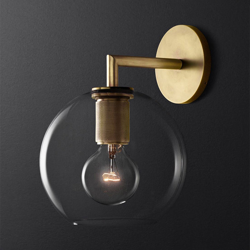 Bronzen Gewapende Wandlamp Postmodern Enkel Metaal/Helder Glas Wandlamp met/zonder Schijf/Sfeer/Conus Schaduw