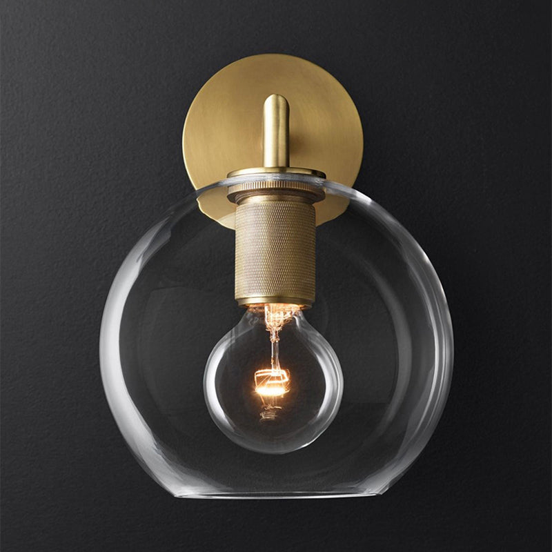 Bronzen Gewapende Wandlamp Postmodern Enkel Metaal/Helder Glas Wandlamp met/zonder Schijf/Sfeer/Conus Schaduw