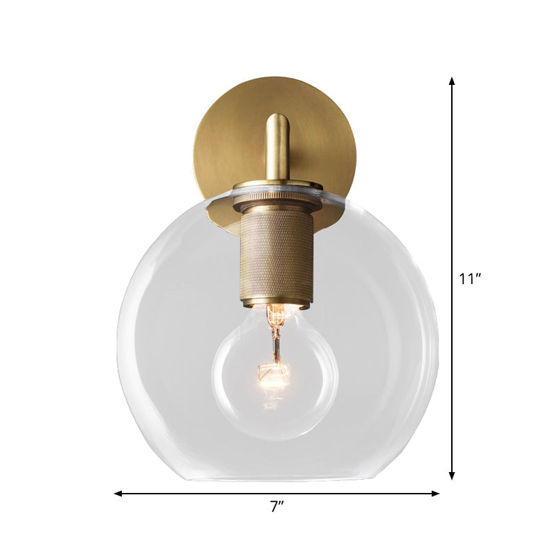 Bronzen Gewapende Wandlamp Postmodern Enkel Metaal/Helder Glas Wandlamp met/zonder Schijf/Sfeer/Conus Schaduw